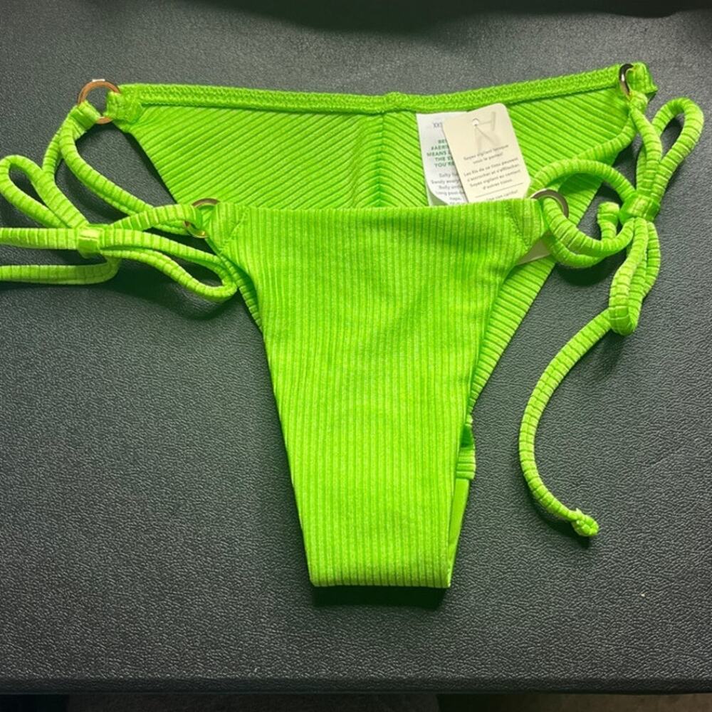 Aerie Lime Green Cheekiest RIbbed Bikini Bottoms Size XXS New
